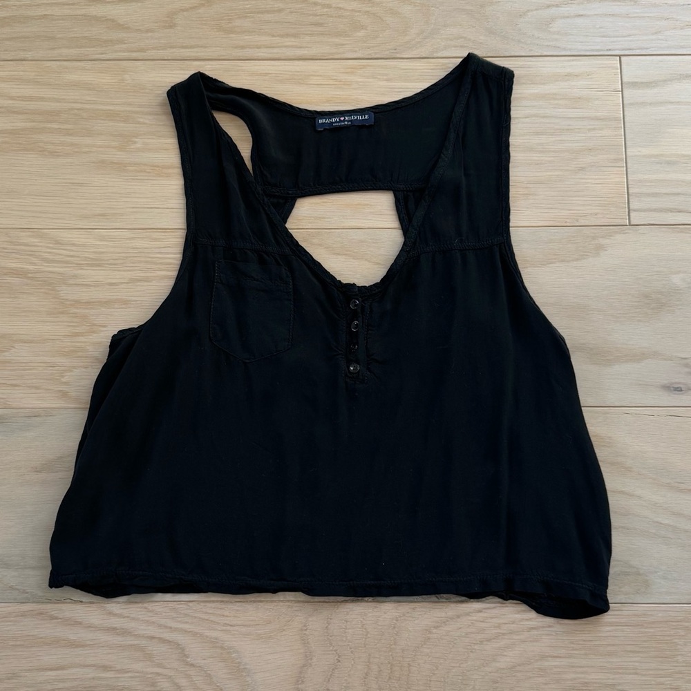 Brandy Melville cut out black top size O/S